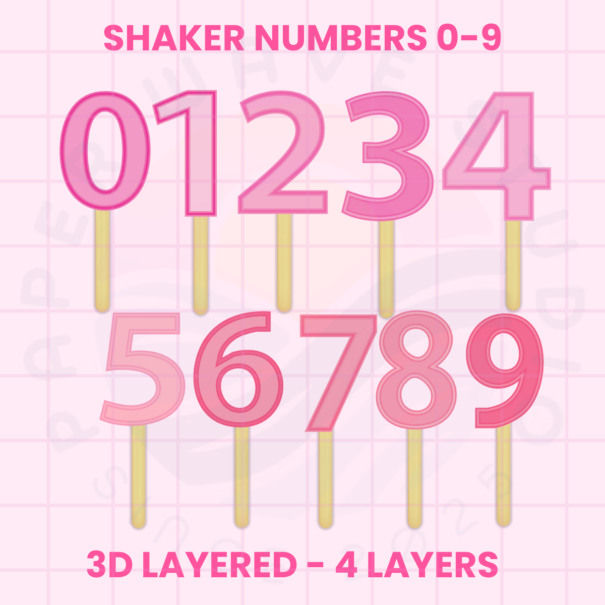 Shaker Number SVG Template: Layered Cake Topper (Digital Download)