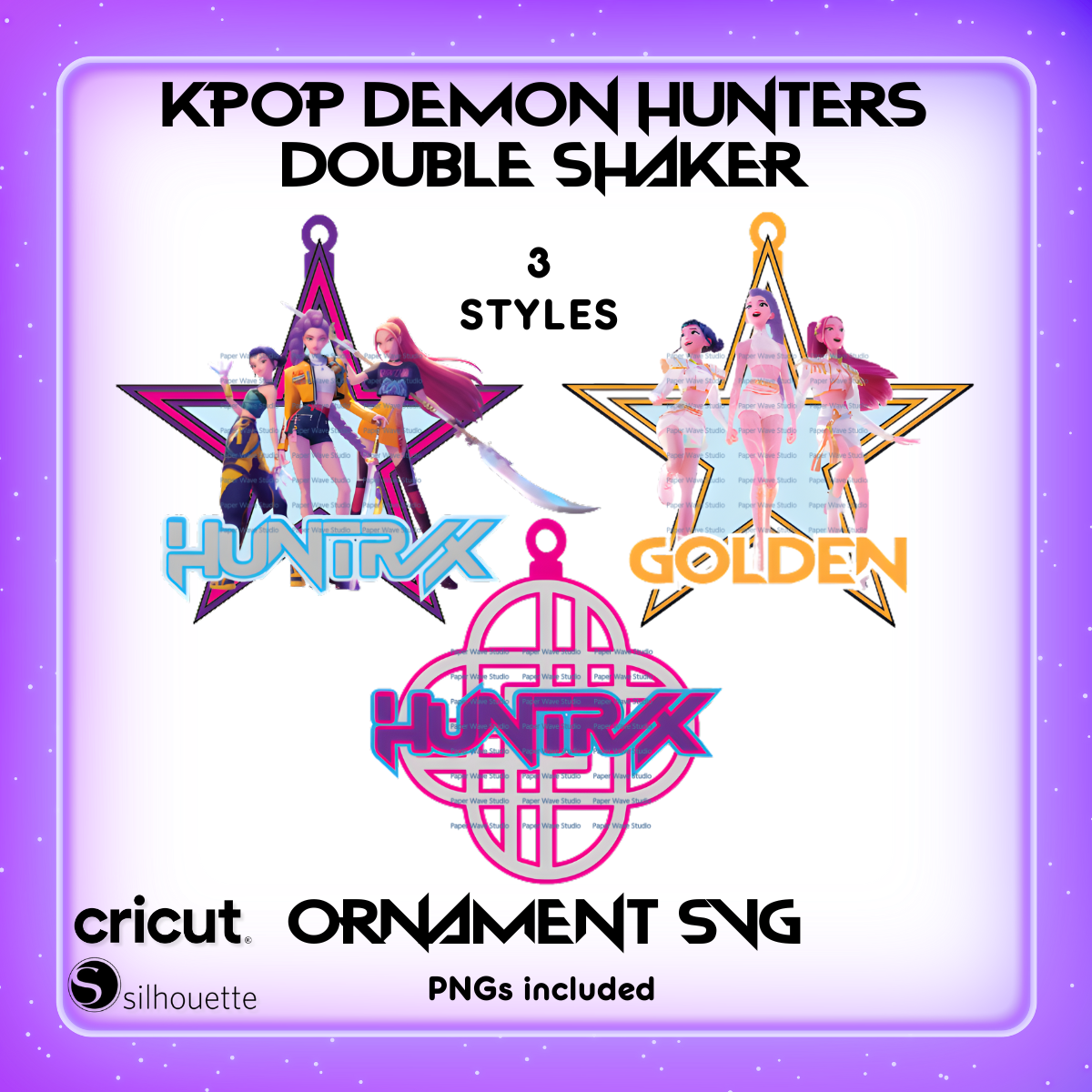 KPOP Demon Hunters SVG | Double Shaker Ornaments | 3 Styles | HUNTRIX