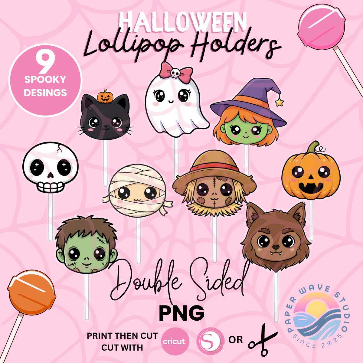 Halloween Lollipop Holder Template: DIY Craft Project (PNG, Digital Download)