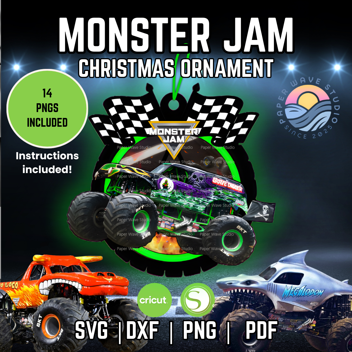 Monster Jam Ornament File Template