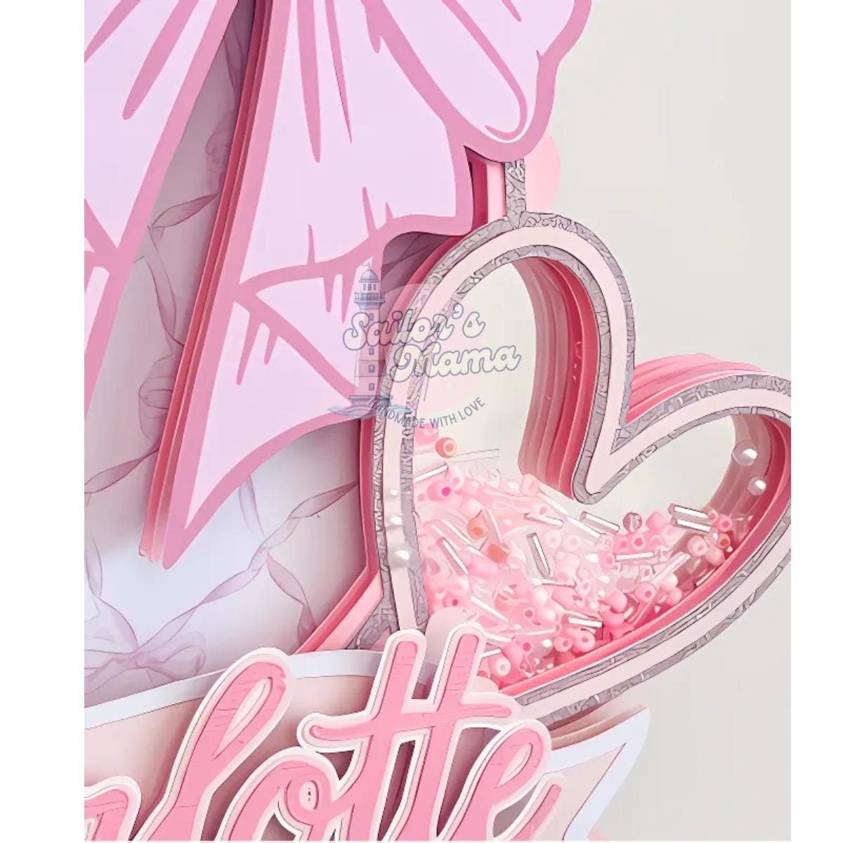 Coquette Pink Bow Cake Topper TEMPLATE