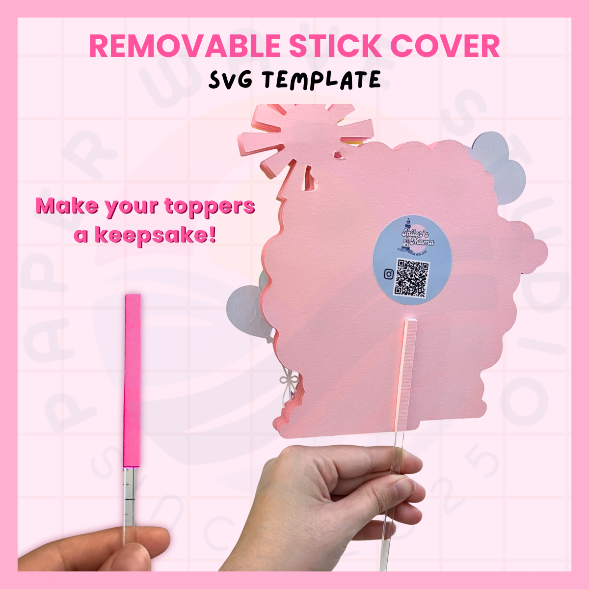 Cake Topper Removable Stick Cover SVG